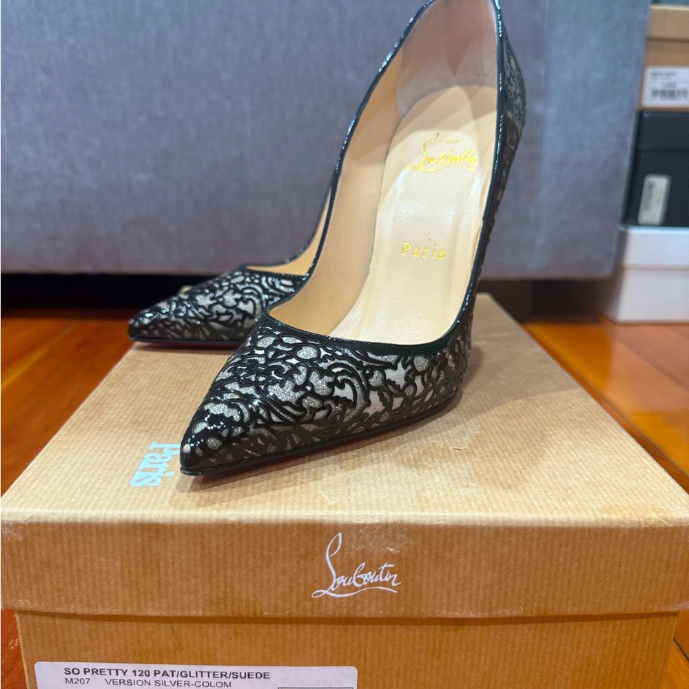 Christian louboutin so pretty 120 patent glitter stilettos